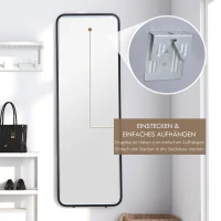 HOMCOM Standspiegel Wandspiegel Ganzkörperspiegel inklusive Wandbefestifung, 151,5 x 50 x 4 cm, Schwarz(m-9)