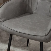 HOMCOM Sedia da Pranzo in Stile Industriale con Schienale, Sedia da Soggiorno Moderna in  Finta Pelle e Metallo Nero, 61x58x84 cm, Grigia(m-7)