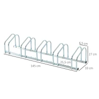 HOMCOM Fahrradständer für 5 Fahrräder, wetterfest, Wand- oder Bodenmontage, Stahl 145 x 33 x 27 cm(m-3)