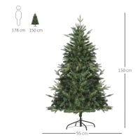 HOMCOM Künstlicher Weihnachtsbaum 150 cm künstlich Tannenbaum mit 946 Spitzen Christbaum Weihnachtsdeko inkl. Metallständer für drinnen(m-3)