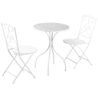 Outsunny Three-Piece Metal Bistro Set - White(m-1)