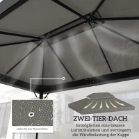 Outsunny Pavillon-Ersatzdach, 3 x 4 m, Ersatzplane mit Wasserablauf-Öffnungen, Polyester, Sonnenschutz, UPF30+, Hellgrau(m-4)