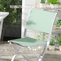 Outsunny Set da Giardino 3pz Pieghevoli in Alluminio con 2 Sedie 47x54x83 cm e Tavolo 70x70x72 cm, Verde(m-6)
