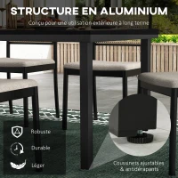 Outsunny Table de jardin rectangulaire pour 8 personnes en aluminium table de salle à manger extétieur plateau PE à lattes(m-5)