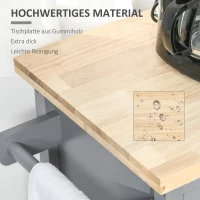 HOMCOM Küchenwagen mit Schubladen, Schrankfach 108 x 45 x 89cm Grau+Natur(m-6)