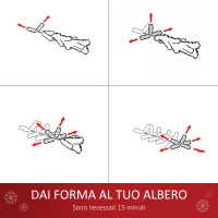 HOMCOM Albero di Natale Artificiale 150cm con Fibre Ottiche e 21 Luci LED, Decorazioni a Forma di Fiocco di Neve, Verde(m-5)