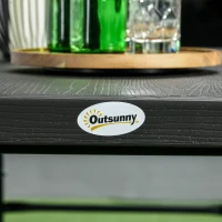 Outsunny Folding Picnic Table with 2 Benches, 3-Piece Portable Garden Furniture Set for 4, Dining Table Set with Plastic Top, Steel Frame, Dark Grey(m-8)