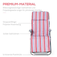 Outsunny 2er-Set Liegestuhl Set mit Kissen klappbar Sonnenliege 5 Stufen verstellbarer Rückenlehne Gartenliege Gartenmöbel Set Stahl Polyester Rot 60 x 75 x 65-102 cm(m-7)