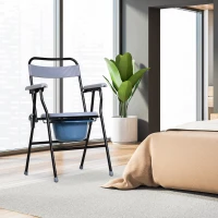 HOMCOM Sedia WC Pieghevole con Vaso Rimovibile per Anziani e Disabili in Tubi di Ferro e Plastica 52 x 50 x 75cm(m-2)