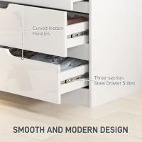 HOMCOM Chest of Four High Gloss Front Drawers - White(m-5)