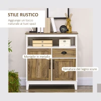 HOMCOM Mobile Cucina Stile Rustico con Armadietti e Cassetto, 76.6x 35x 81.5cm, Bianco e Marrone(m-4)