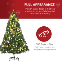 HOMCOM 1.8m 6ft Pre-Lit Artificial Christmas Tree 200 LED Xmas Tree Holiday Décor with Decorative Balls Ornament Metal Stand(m-4)