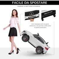 HOMCOM Macchina Elettrica per Bambini 3-5 Anni Mercedes con Cintura di Sicurezza e Telecomando, Bianco(m-7)