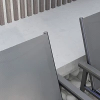 Outsunny Salon de jardin 5 pièces avec 1 table à manger et 4 chaises - plateau en verre trempé avec trou pour parasol gris(m-8)