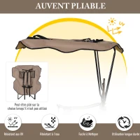 HOMCOM Chaise de Camping Pliable Grand Confort Pare-Soleil + Porte-gobelets intégrés, possibilité d'être portée en Sac à Dos Marron Noir(m-4)
