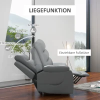 HOMCOM Relaxsessel mit Aufstehhilfe, Massagefunktion, bis 180 kg, Kunstleder, Grau(m-5)