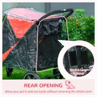 PawHut One-Click Foldable Pet Travel Stroller with Rain Cover, Cat Dog Pushchair with Universal Front Wheels, Shock Absorber, Storage Bags, Mesh Window, Safety Leash for Large and Medium Dogs (Red)(m-7)