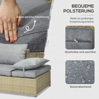 Outsunny 4-tlg. Gartenmöbelset, Rattanoptik, 2x Sofa, 2x Hocker, frei kombinierbar, Sitzkissen, dunkelgrau(m-7)