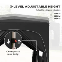 Outsunny 3 x 3m Pop-Up Gazebo Shelter, with Accessories - Black(m-5)