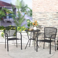 Outsunny Set 2 Sedie da Giardino in Metallo, per Cortile, Patio e Terrazza, Nero(m-2)