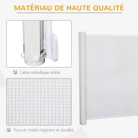 PawHut Lot de 2 barrières de sécurité barrière animaux rétractable automatique 1,15L x 0,83H m textilène acier blanc(m-6)