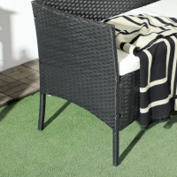 Outsunny Divano da Giardino a 2 Posti con Cuscino e Braccioli in Rattan PE e Acciaio, 100x54x80cm, Nero(m-8)