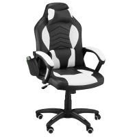 HOMCOM Bürostuhl Massagesessel Massagefunktion mit 6 Vibrationspunkte Ergonomischer Gaming Stuhl mit Wärmefunktion Kunstleder Weiß 68 x 69 x 108-117cm(m-1)