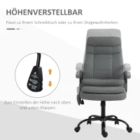 Vinsetto Bürostuhl Massage höhenverstellbarer Chefsessel Gamingstuhl mit Massagefunktion, ergonomischer Drehstuhl Massage Sessel Lendenwirbelsäulenmassage Leinen-Gefühl Grau 63 x 70 x 112-121 cm(m-5)