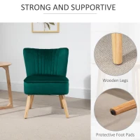 HOMCOM Velvet Accent Chair Occasional Tub Seat Padding Curved Back with Wood Frame Legs Home Furniture Set of 2 Green(m-4)