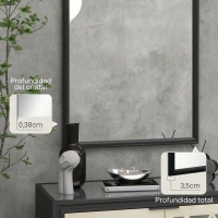 HOMCOM Espejo de Pared 65x110 cm con Marco de Madera en Forma de Ventana Espejo Decorativo para Salón Dormitorio Negro(m-7)