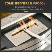 HOMCOM Camino Bioetanolo in Acciaio Inox, 3h di Combustione con Serbatoio 1.5L e Copertura 25m², 45x18x17 cm, Argento(m-5)