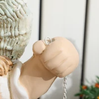 Outsunny Gartenfigur "Mädchen mit Laterne", Gartendekoration, wetterbeständig, 29 cm x 18 cm x 43 cm(m-8)