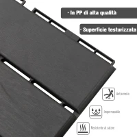 Outsunny Set 9 Mattonelle a Incastro per Terrazzo, Piastrelle per Pavimenti, Piastrelle per Esterno in PP Antiscivolo, Area: 0.81 mq, 30x30x2cm, Nero(m-5)