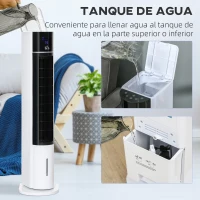 HOMCOM Enfriador de Aire Bajo Consumo 3 en1 Oscilante Humificador con 3L Control Remoto Pantalla LED 3 Velocidades 3 Modos y Temporizador 12h Climatizador Evaporativo Torre 33x26x105 cm Blanco(m-8)