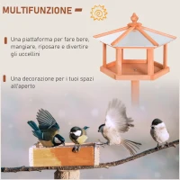 PawHut Mangiatoia per Uccelli Stazione per Alimentazione, Palo Supporto Legno Uccello(m-4)