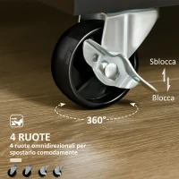 HOMCOM Carrello da Cucina Multiuso in Legno con 2 Cassetti, Armadietto e 4 Ruote, 104x46x91cm, Nero(m-5)