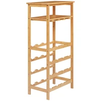 HOMCOM Weinregal, für 16 Weinflaschen & 9 Weingläser, 5 Etagen, Ablage, Bambusholz, 47 x 29 x 99,5 cm(m-10)