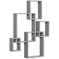 HOMCOM Floating Shelves, Wall Mounted Interlocking Cube Shelves, Display Wall Shelf for Living Room, Bedroom, Hallways, Grey(m-11)