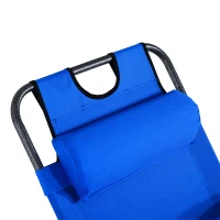 Outsunny Chaise Longue inclinable transat Bain de Soleil fauteuil relax jardin 2 en 1 Pliant têtière Amovible Charge Max. 136 Kg Toile Oxford Facile d'entretien Bleu(m-8)