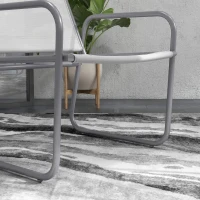 Outsunny 3-teiliges Gartenmöbelset, 2 Stühle mit atmungsaktivem Stoffbezug, 1 runder Tisch Ø60 cm, Hellgrau(m-8)