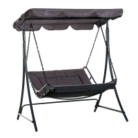 Outsunny Schwingliege Hollywoodschaukel Gartenliege mit Dach für 2 Personen Stahl Grau 164 x 116 x 176cm(m-1)