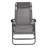 Outsunny Tumbona Plegable de Jardín Silla Gravedad Cero Sillón de Playa Relajante Texteline Marco Acero Carga 120kg 90x65x110 cm Gris(m-9)