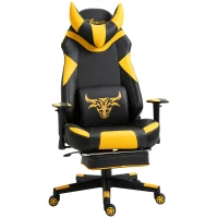 Vinsetto High-Back Gaming Chair Swivel Home Office Computer Racing Gamer Desk Chair Faux Leather with Footrest, Wheels, Black Yellow(m-1)