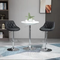 HOMCOM Set 2 Sgabelli da Bar con Altezza Regolabile, Base in Metallo e Seduta Finta Pelle, Sgabelli Alti Moderni Girevoli con Schienale e Poggiapiedi 46x48x83-104cm, Nero(m-2)