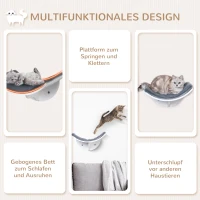 PawHut Katzenliege Katzen Wandliege Katzenbett Katzenregal Wandmontage Plüschauflage Grau 41 x 28 x 21 cm(m-7)