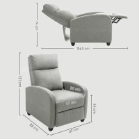 HOMCOM 135° Push Back Recliner Armchair, with Footrest - Grey(m-3)