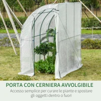 Outsunny Serra da Giardino con Copertura in PE anti UV e Porta Avvolgibile, 214x118x212 cm Bianca(m-4)