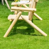 Outsunny Gartenbank-Kombination für 2 Personen, integrierter Tisch, Naturholz, 157 x 88 x 103 cm(m-9)