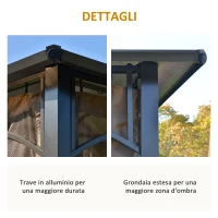 Outsunny Gazebo da Giardino con Zanzariera 3.6x3m Tetto Policarbonato Marrone(m-9)