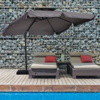 Outsunny Sonnenschirm UV30+ Ampelschirm Roma Schirm mit Ständer und 4 Gewichten inkl. Schutzhaube Alu Grau 270 x 270 x 260 cm(m-2)